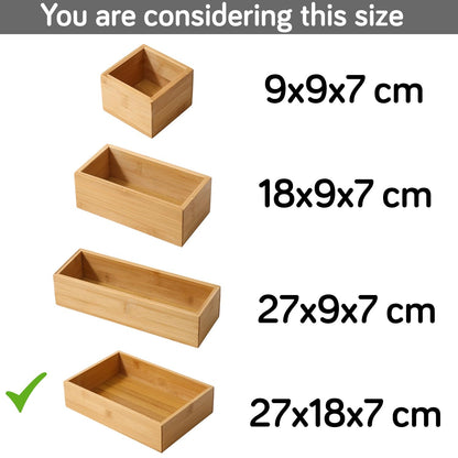 Bamboo Drawer Organizer Storage Box for Home, Bathroom, Kids Room Office Desk Organizer
