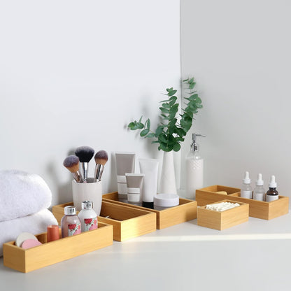 Bamboo Drawer Organizer Storage Box for Home, Bathroom, Kids Room Office Desk Organizer
