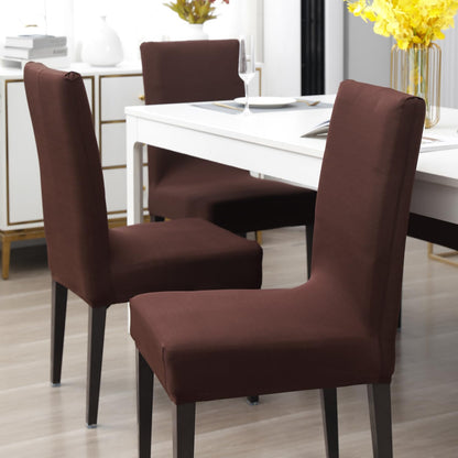 Elastic Stretchable Water Resistant Dining Chair Cover, Brown