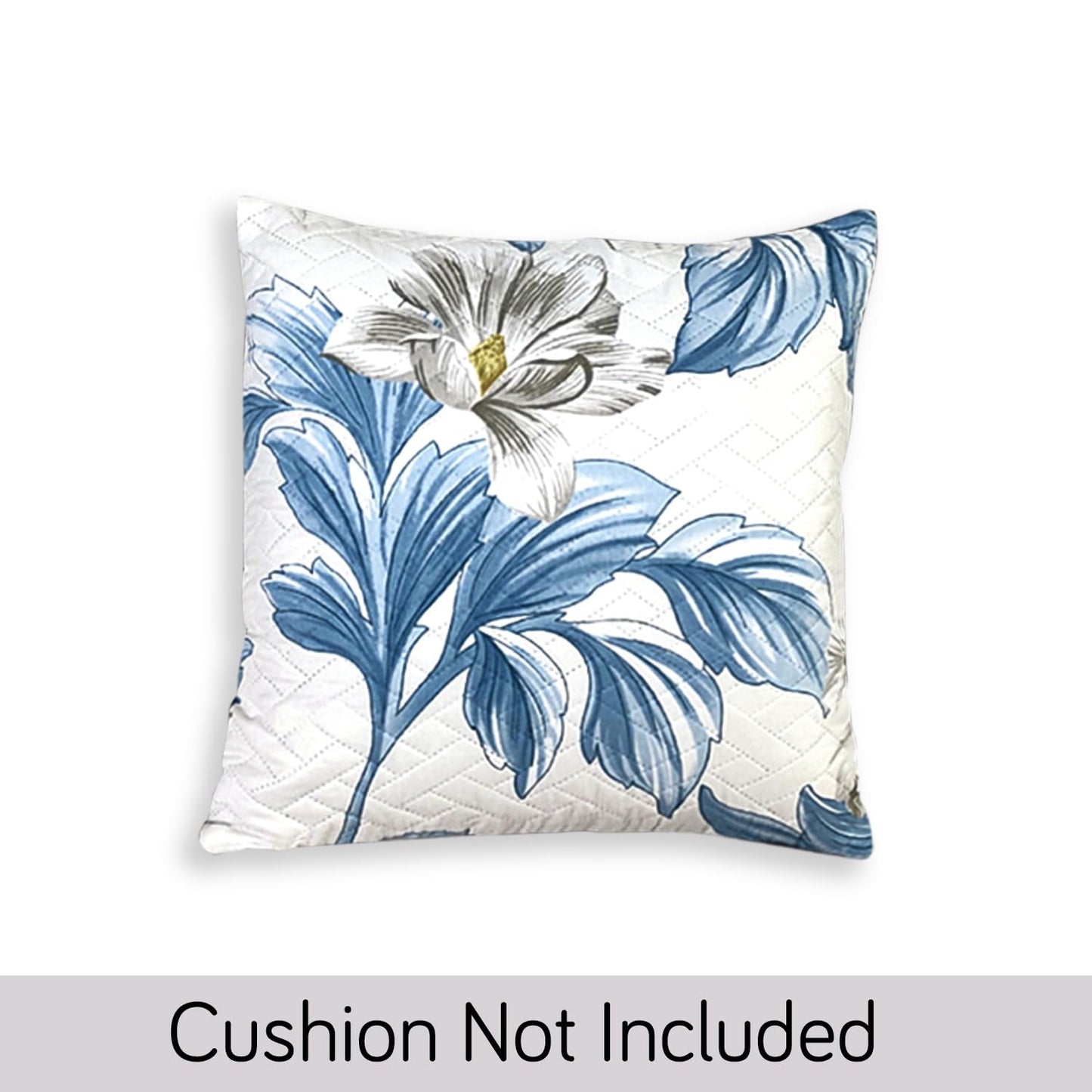 HOKIPO Printed Quilted Sofa Cushion Cover Pack of 2, Celadon Blue Camellia