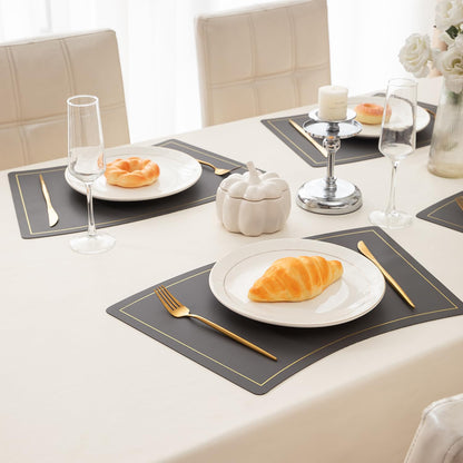 Premium Faux Leather Dining Table Mats, Graphite Grey
