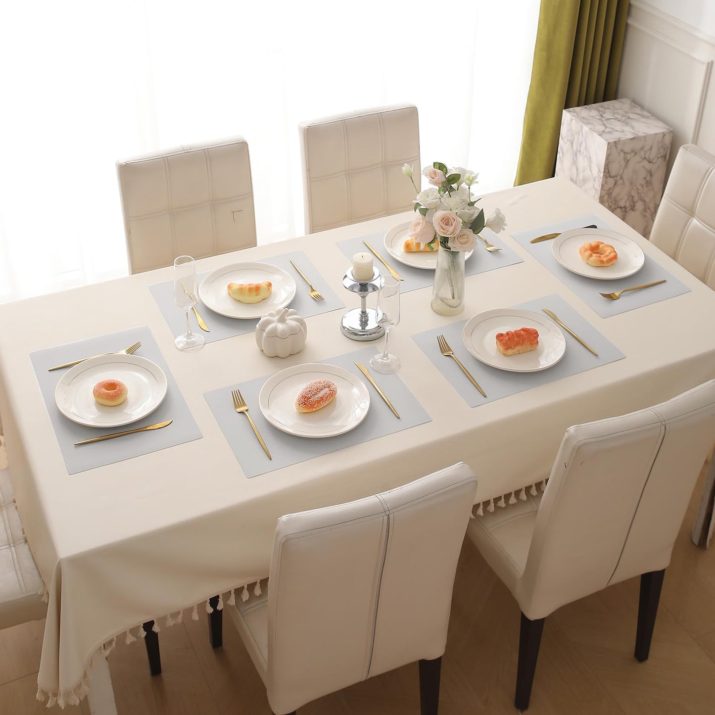 Buy Fog Grey pp waterproof dining table mats set of 6