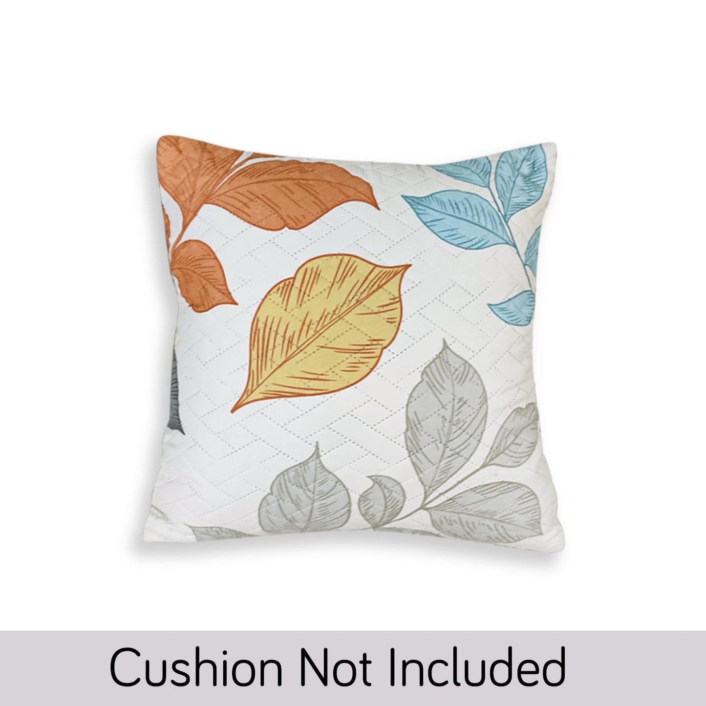 HOKIPO Printed Quilted Sofa Cushion Cover Pack of 2, Multicolor Leaves