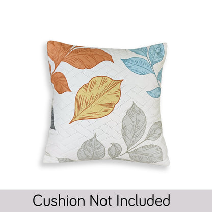 HOKIPO Printed Quilted Sofa Cushion Cover Pack of 2, Multicolor Leaves