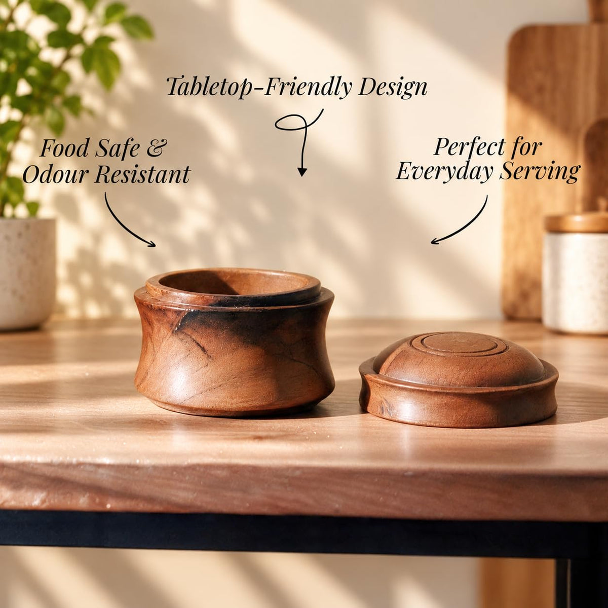 HOKIPO Arbor Acacia Wood Storage Jar with Lid, Small Round Container, 8 cm - image 4
