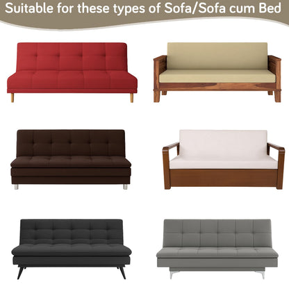 Elira Series Stretchable Elastic Armless Sofa Cover – 140 GSM, Futon Slipcover, Easy Fit, Parchement Beige Abstract Art