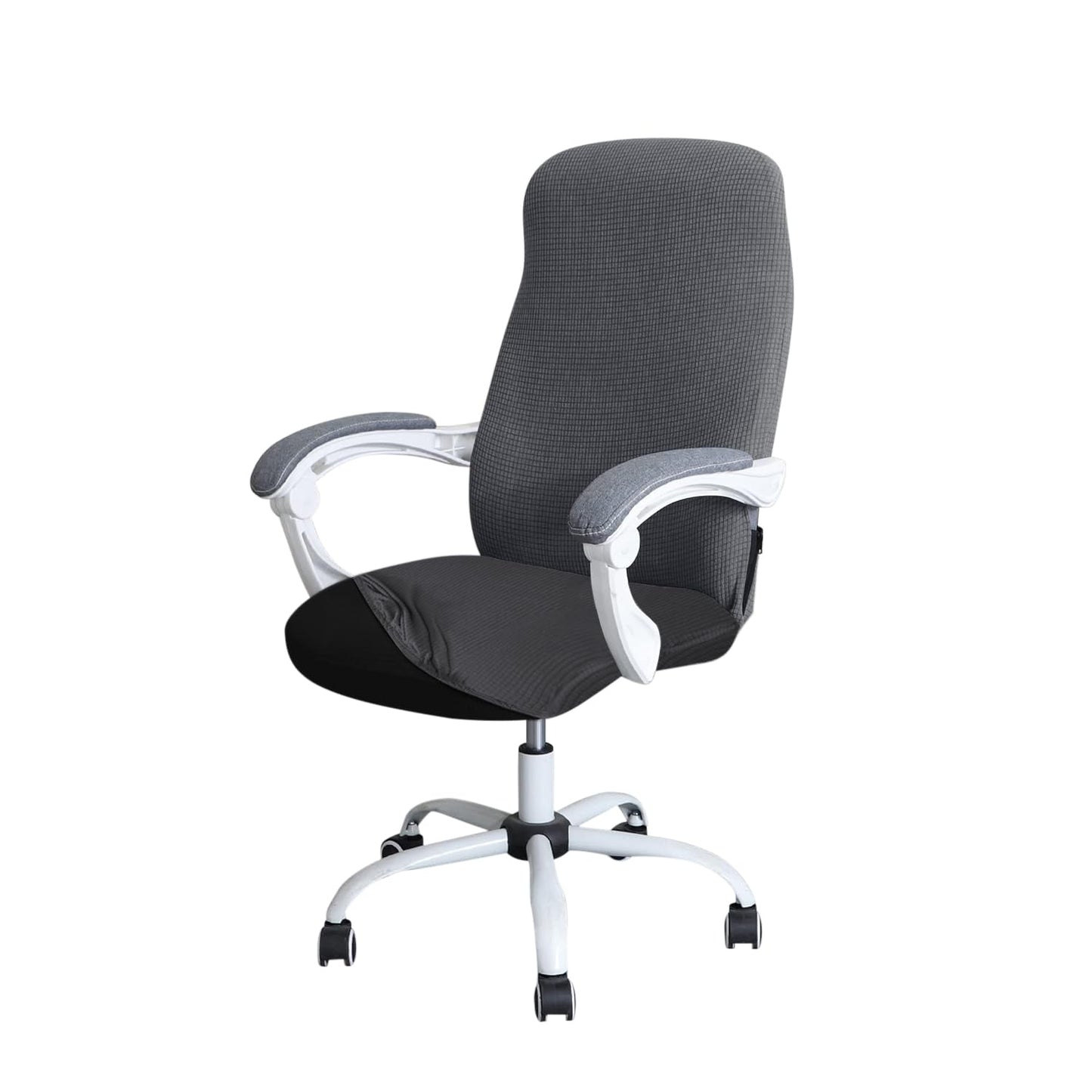 Water Resistant Jacquard Office Chair Slipcover for Armrest Chairs, Dark Grey