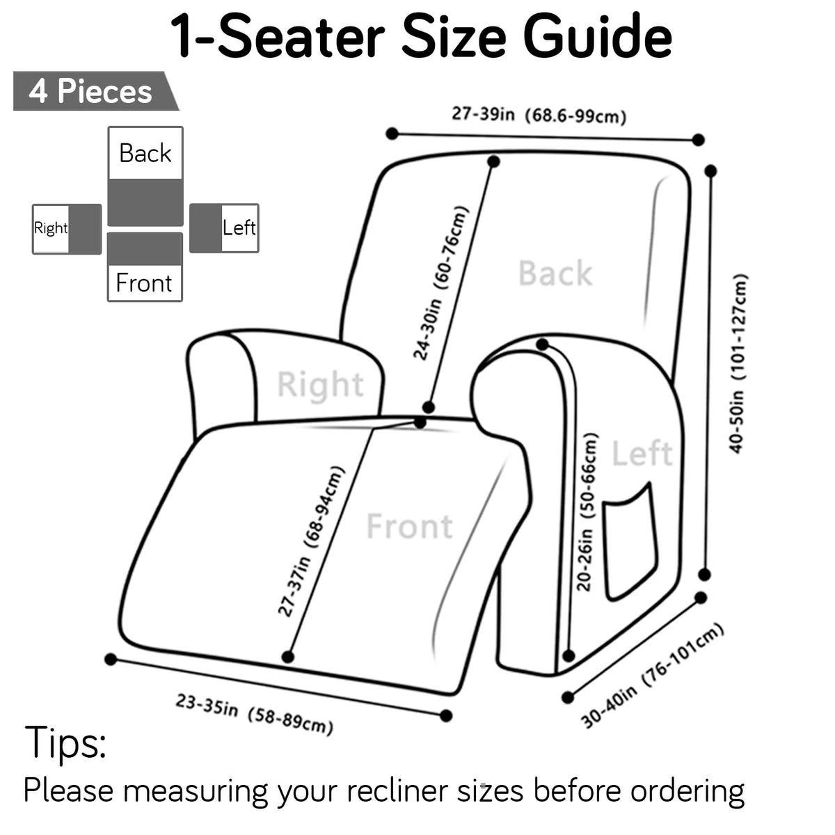 guide on how to put on Green Colour jacquard recliner chair cover