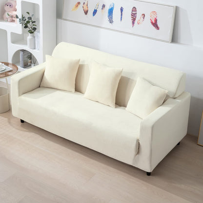 Premium three seater Beige elastic velvet sofa cover