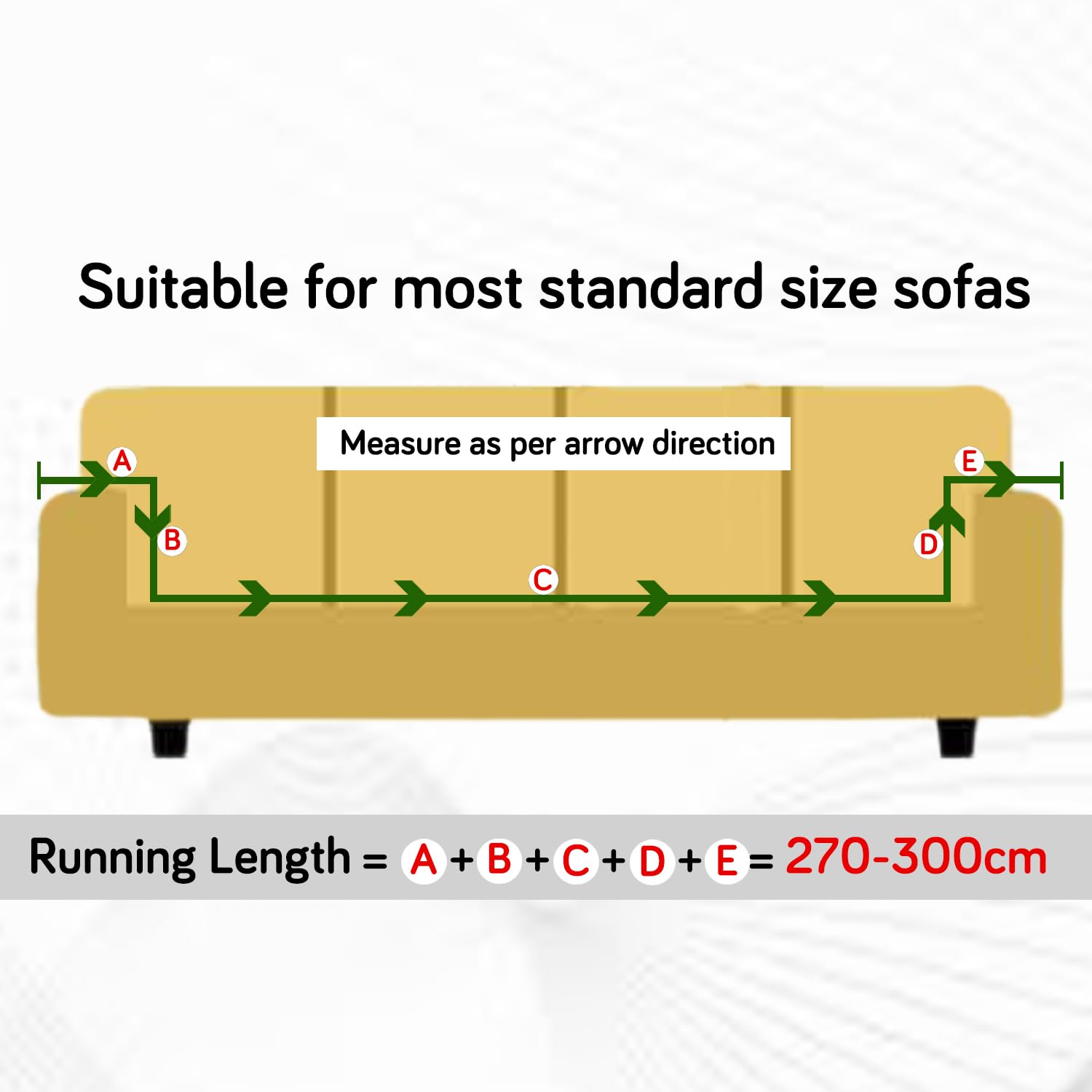 Sofa Cover Size Measurement Guide for 4 seater sofa