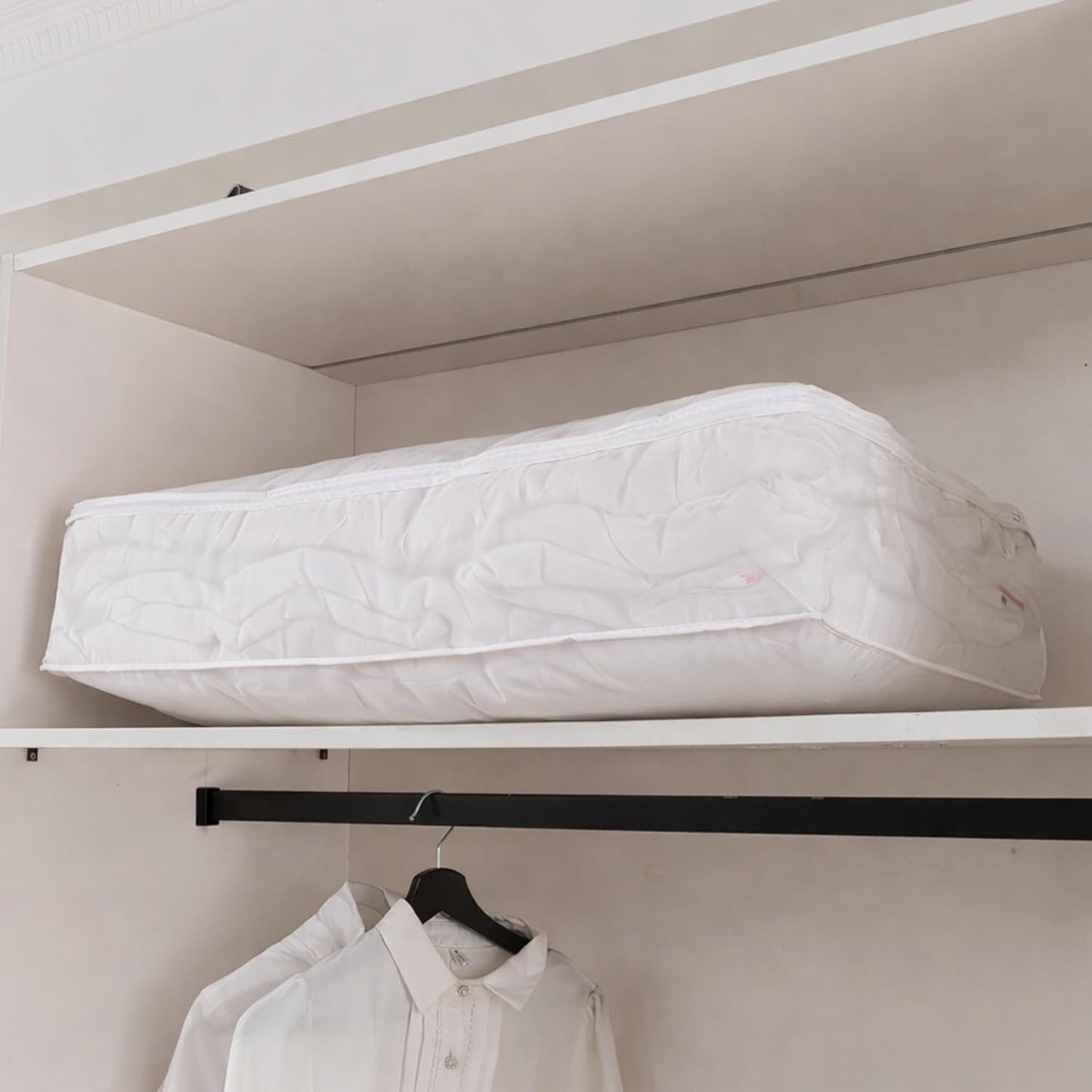 Foldable Clothes Organiser for Wardrobe and Closet Storage Bag - White