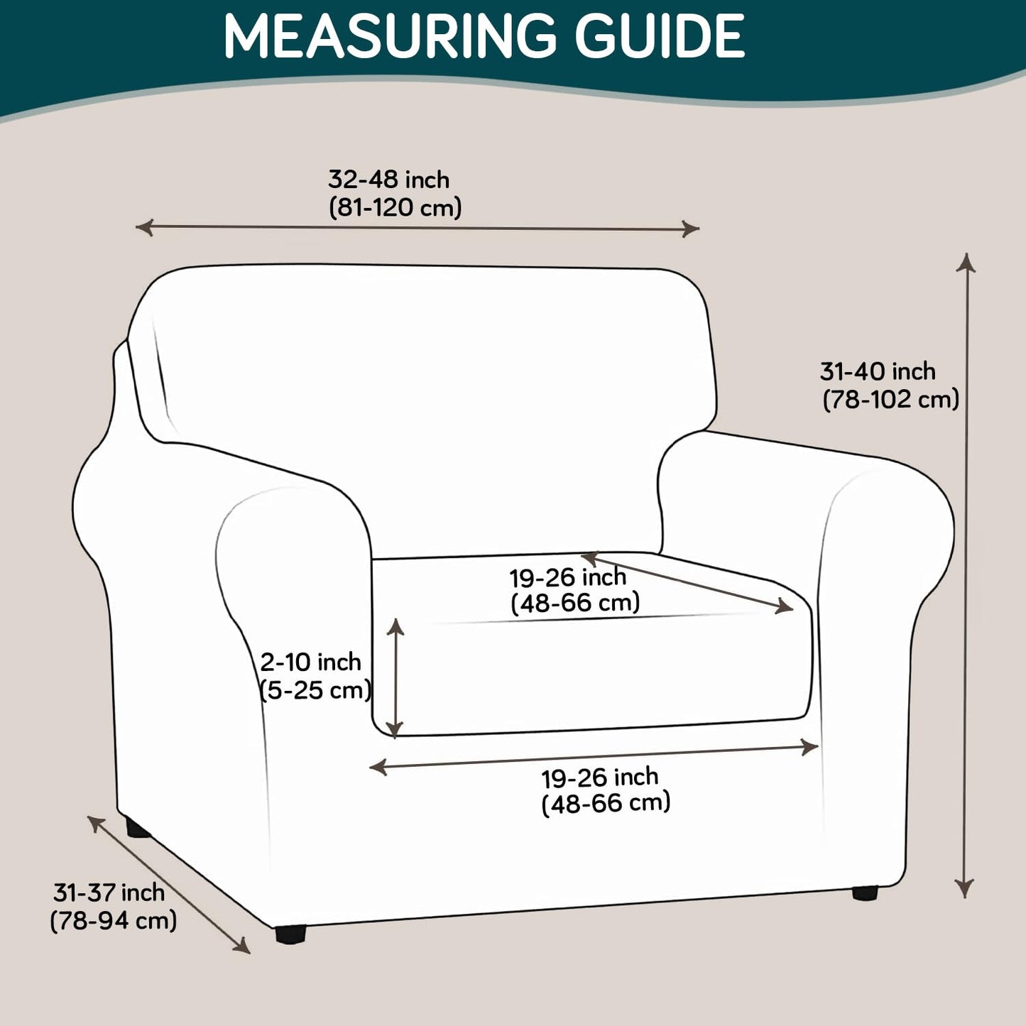 Printed Stretchable Sofa Slipcover with 1/2/3 Pc Separate Seat Cushion Cover for each 1/2/3 Seater, Aqua Palm Whisper
