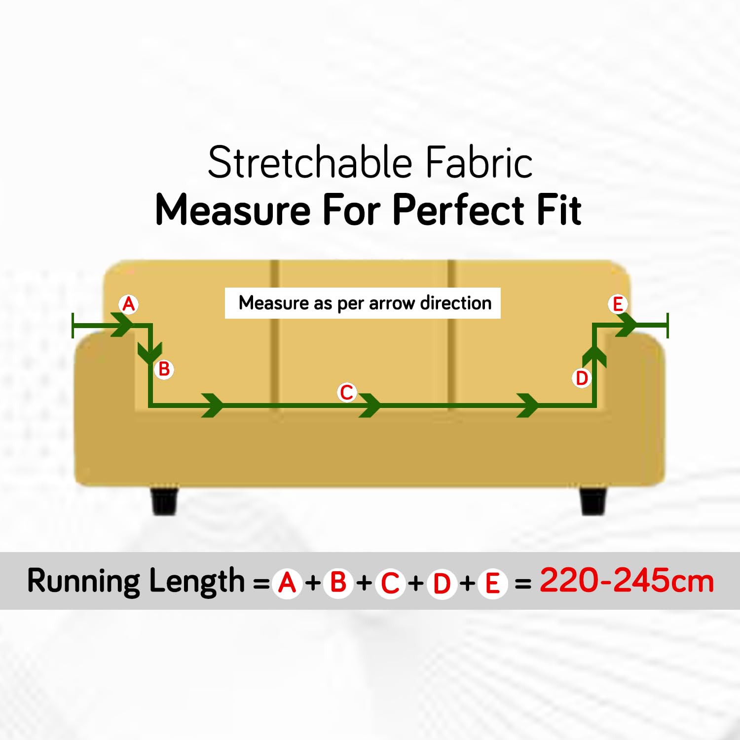 Elastic stretchable sofa cover measurement guide for 1,2,3,4 seater sofa