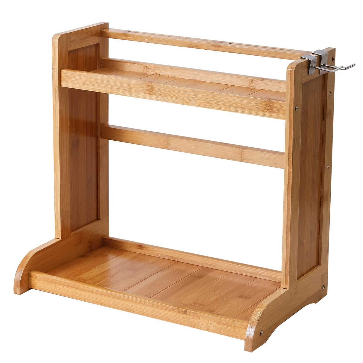 Bamboo 2 Tier Spice Rack Organizer For Kitchen Platform Countertop, Tabletop, Hanging Rack Storage Shelf Stand, Tiered Shelf