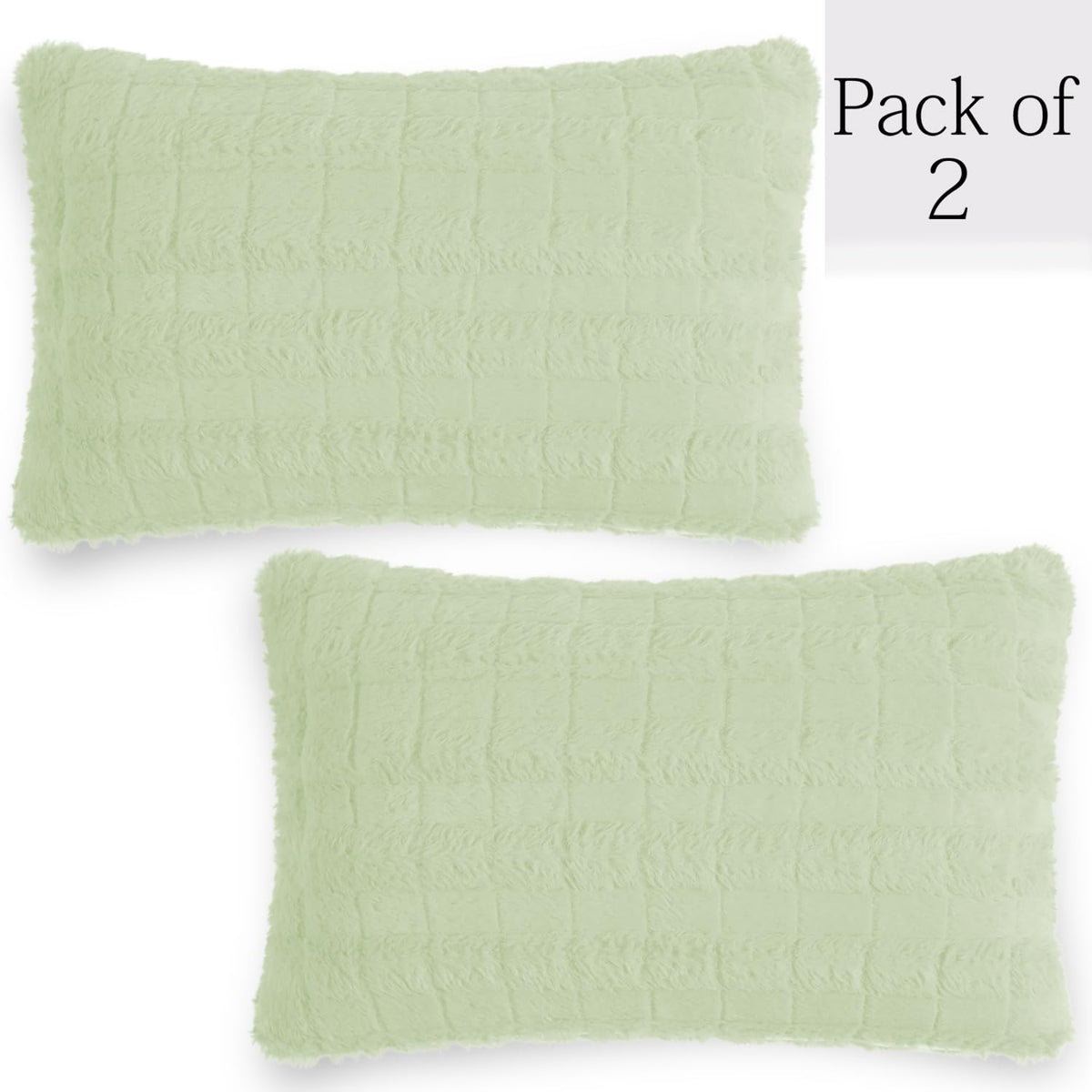 Buy Pastel Green Colour Premium Zippered Plush pillow covers in set of 2
