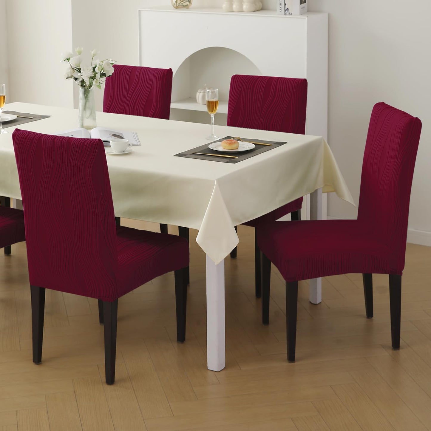 Nestiva Series Stretchable Knitting Jacquard Chair Cover - Burgundy