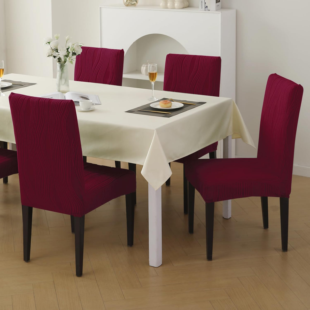 Nestiva Series Stretchable Knitting Jacquard Chair Cover - Burgundy