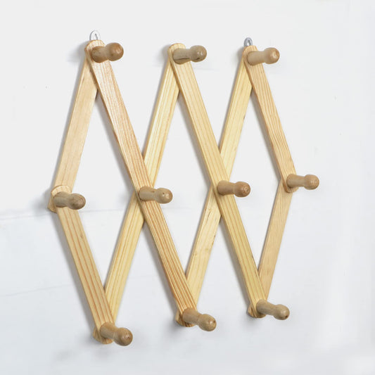 Wooden Bamboo Wall Mounted Adjustable Hanger for Clothes/Coats/Hats - 44 cm