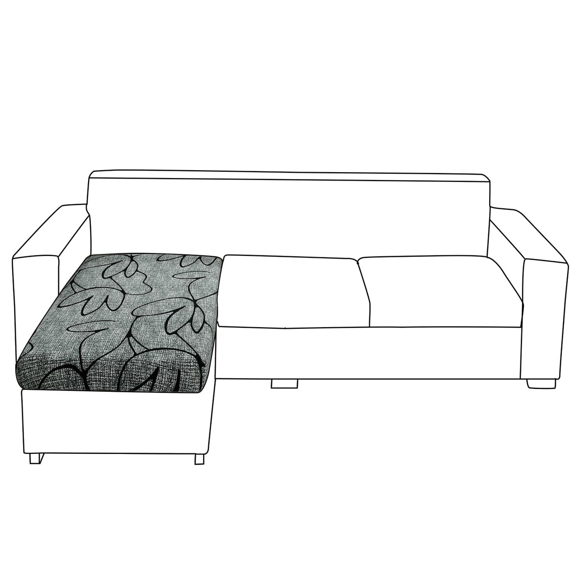 140 GSM Stretchable Printed Elastic Sofa Cushion Seat Cover for 1 /2 /3 Seaters / Pieces for Sofa, Intense Grey Abstract Floral