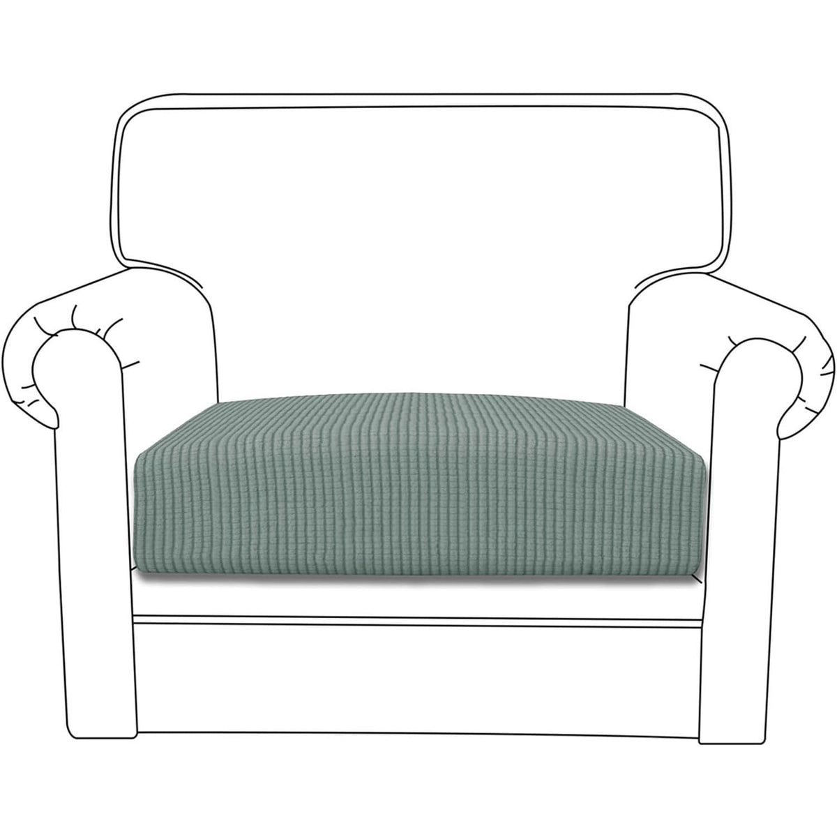 Stretchable Thick Jacquard Textured Seat Cushion Cover for 1/2/3 Seaters / Pieces for Sofa, Green