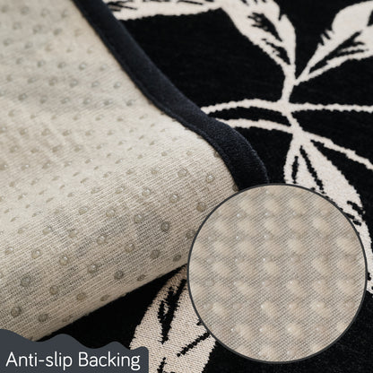Chenille Sofa Cover Mat with Curvy Edges, 'Retro Curves Series' Sofa Mat, Classic Black