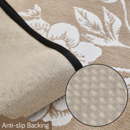 Chenille Sofa Cover Mat with Curvy Edges, 'Retro Curves Series' Sofa Mat, Sand Beige