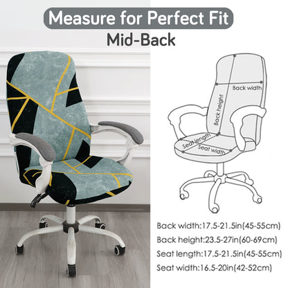 Printed Office Chair Cover for Desk Chair (Mid-Back) – 140 GSM Stretch Fabric – Washable & Anti-Slip – Fits Mid-Back Office Chairs, Multicolor Abstract Geometry - Medium
