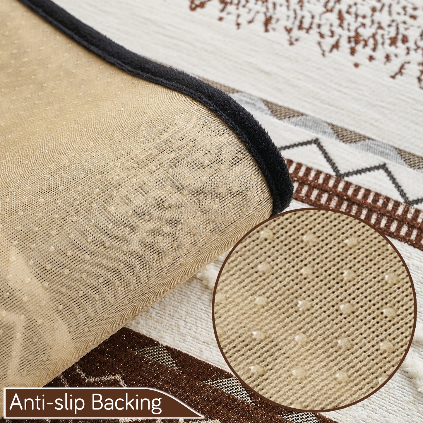 'Valenca Wavy Luxe Series' Boho Geometry Sofa Cover Mat, Brown