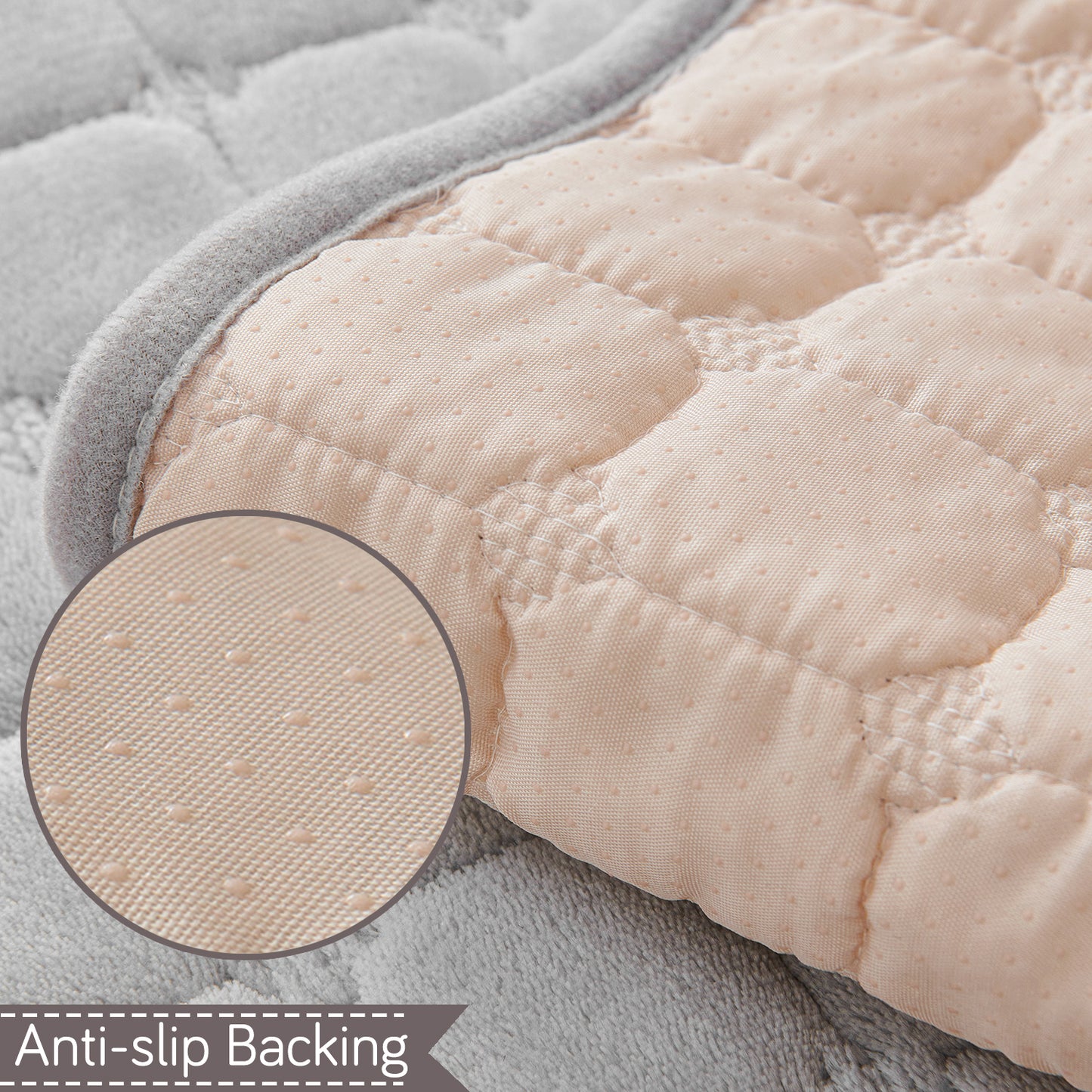BelleLace Series Imperial Milk Velvet Sofa Cover Mat with Lace Design - Cloud Grey