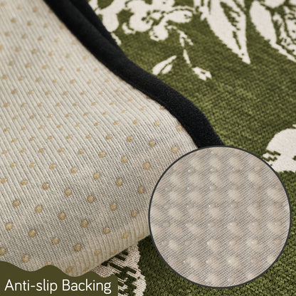 Chenille Sofa Cover Mat with Curvy Edges, 'Retro Curves Series' Sofa Mat, Olive Green