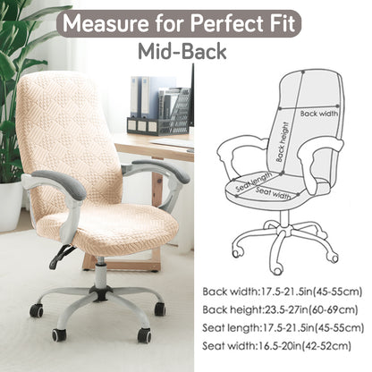 Office Chair Cover for Desk Chair (Mid-Back) – 170 GSM Stretch Jacquard – Washable, Durable & Anti-Slip – Fits Mid-Back Office Chairs, Beige