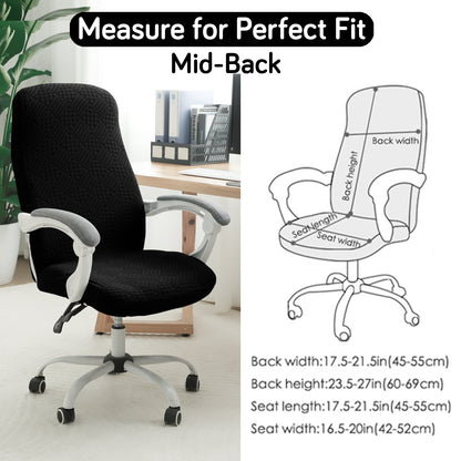 Office Chair Cover for Desk Chair (Mid-Back) – 170 GSM Stretch Jacquard – Washable, Durable & Anti-Slip – Fits Mid-Back Office Chairs, Black
