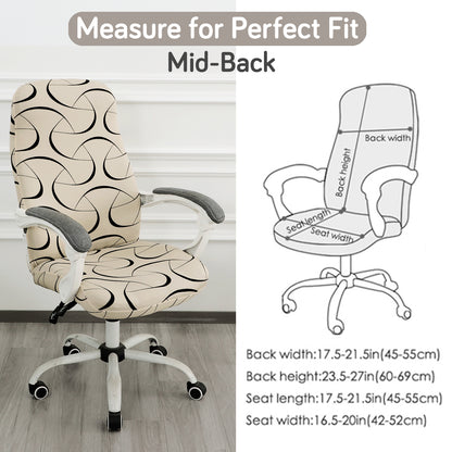 Printed Office Chair Cover for Desk Chair (Mid-Back) – 140 GSM Stretch Fabric – Washable, Durable & Anti-Slip – Fits Mid-Back Office Chairs, Natural Beige Abstract Art - Medium