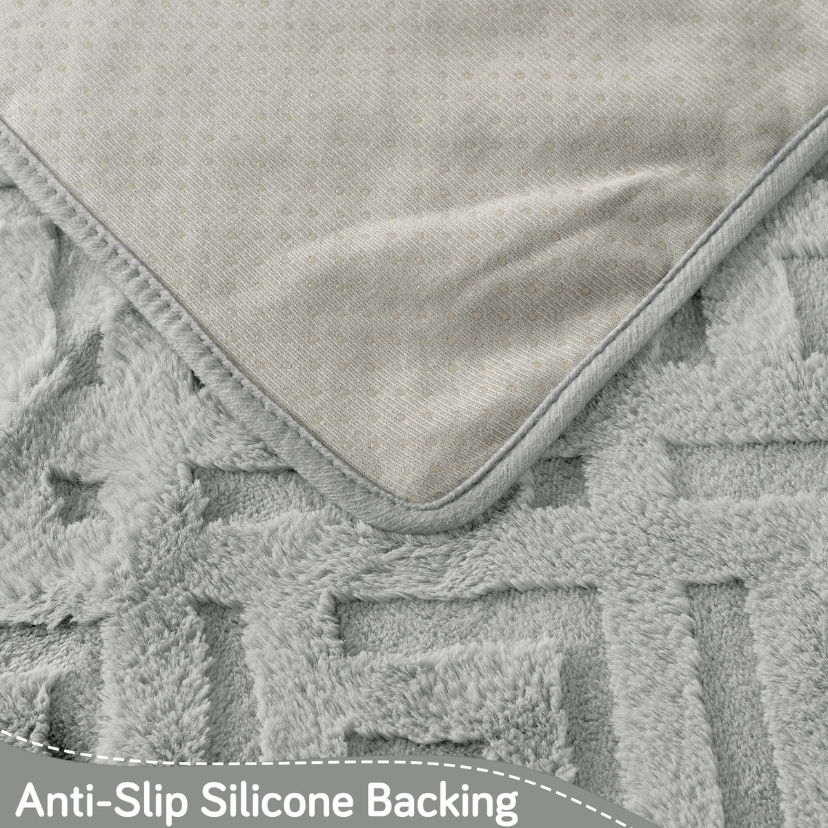 Velvet Maze Sofa Cover Mat, Light Grey