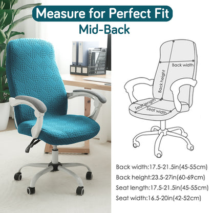 Office Chair Cover for Desk Chair (Mid-Back) – 170 GSM Stretch Jacquard – Washable, Durable & Anti-Slip – Fits Mid-Back Office Chairs, Turquoise