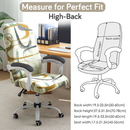 Printed Office Chair Cover for Executive Chair (High-Back) – 140 GSM Stretchable Fabric – Washable & Anti-Slip – Fits Big & Tall Office Chairs, Parchement Beige Abstract Art