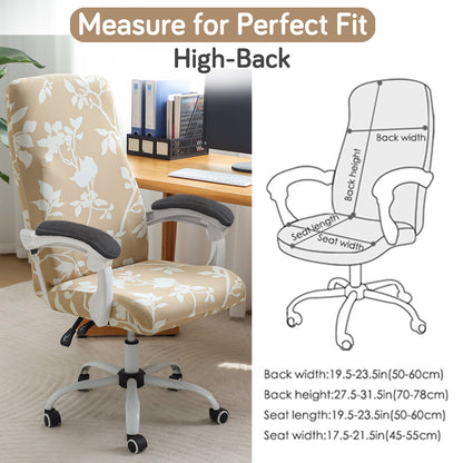Printed Office Chair Cover for Executive Chair (High-Back) – 140 GSM Stretchable Fabric – Washable & Anti-Slip – Fits Big & Tall Office Chairs, Buff Brown Sillehoute Floral