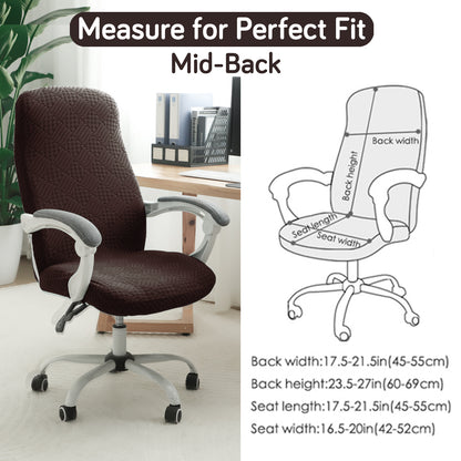 Office Chair Cover for Desk Chair (Mid-Back) – 170 GSM Stretch Jacquard – Washable, Durable & Anti-Slip – Fits Mid-Back Office Chairs, Brown