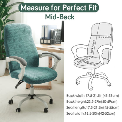 Office Chair Cover for Desk Chair (Mid-Back) – 170 GSM Stretch Jacquard – Washable, Durable & Anti-Slip – Fits Mid-Back Office Chairs, Green