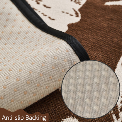 Chenille Sofa Cover Mat with Curvy Edges, 'Retro Curves Series' Sofa Mat, Walnut Brown