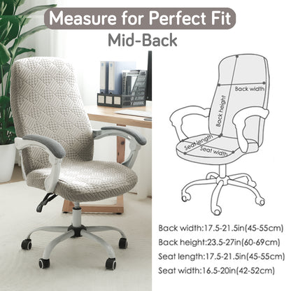 Office Chair Cover for Desk Chair (Mid-Back) – 170 GSM Stretch Jacquard – Washable, Durable & Anti-Slip – Fits Mid-Back Office Chairs, Taupe Brown