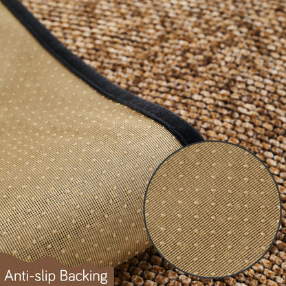 'Wavy Royale Series' Thick Woven Weave Chenille Sofa Cover with Tassel, Chestnut Brown
