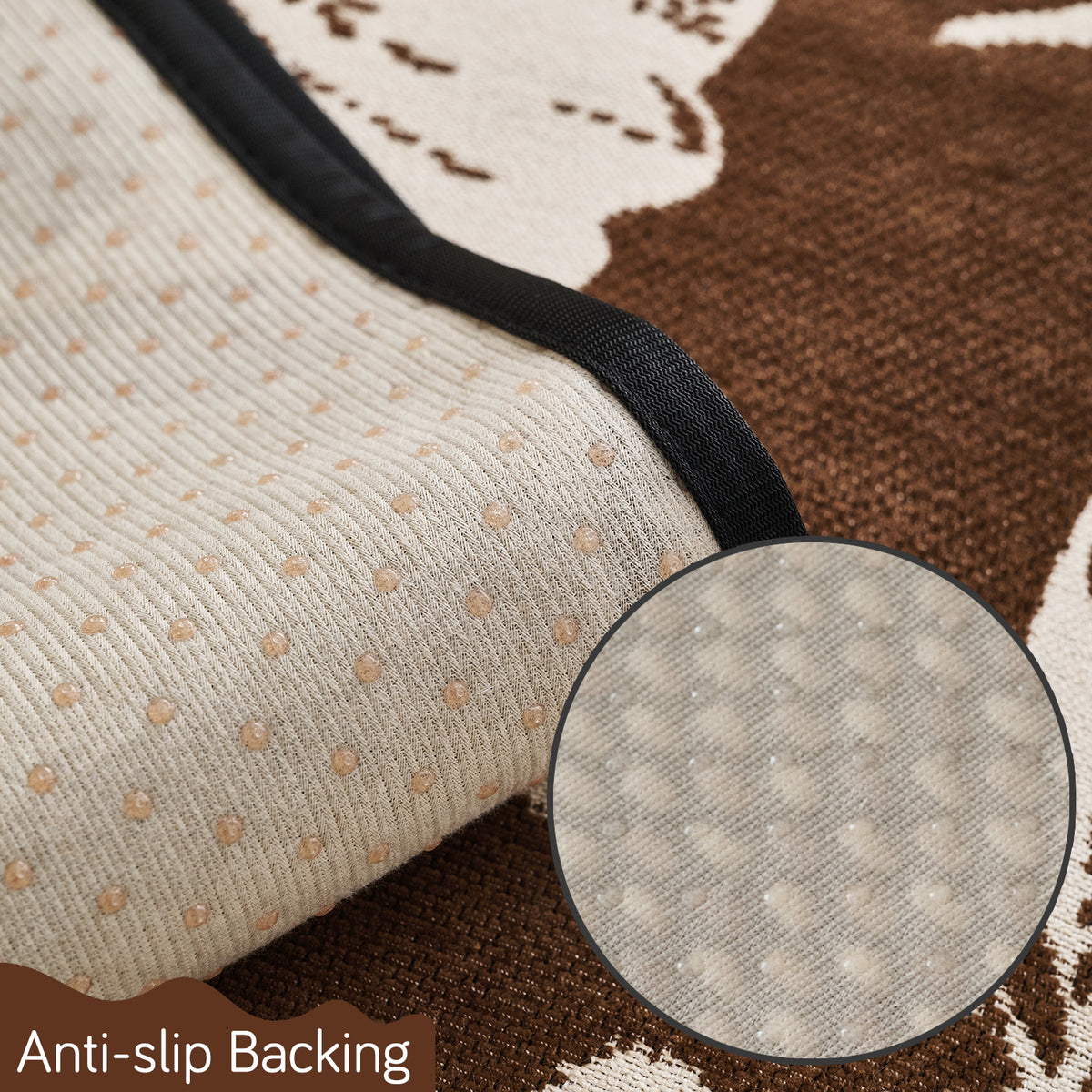 Chenille Sofa Cover Mat with Curvy Edges, 'Retro Curves Series' Sofa Mat, Walnut Brown