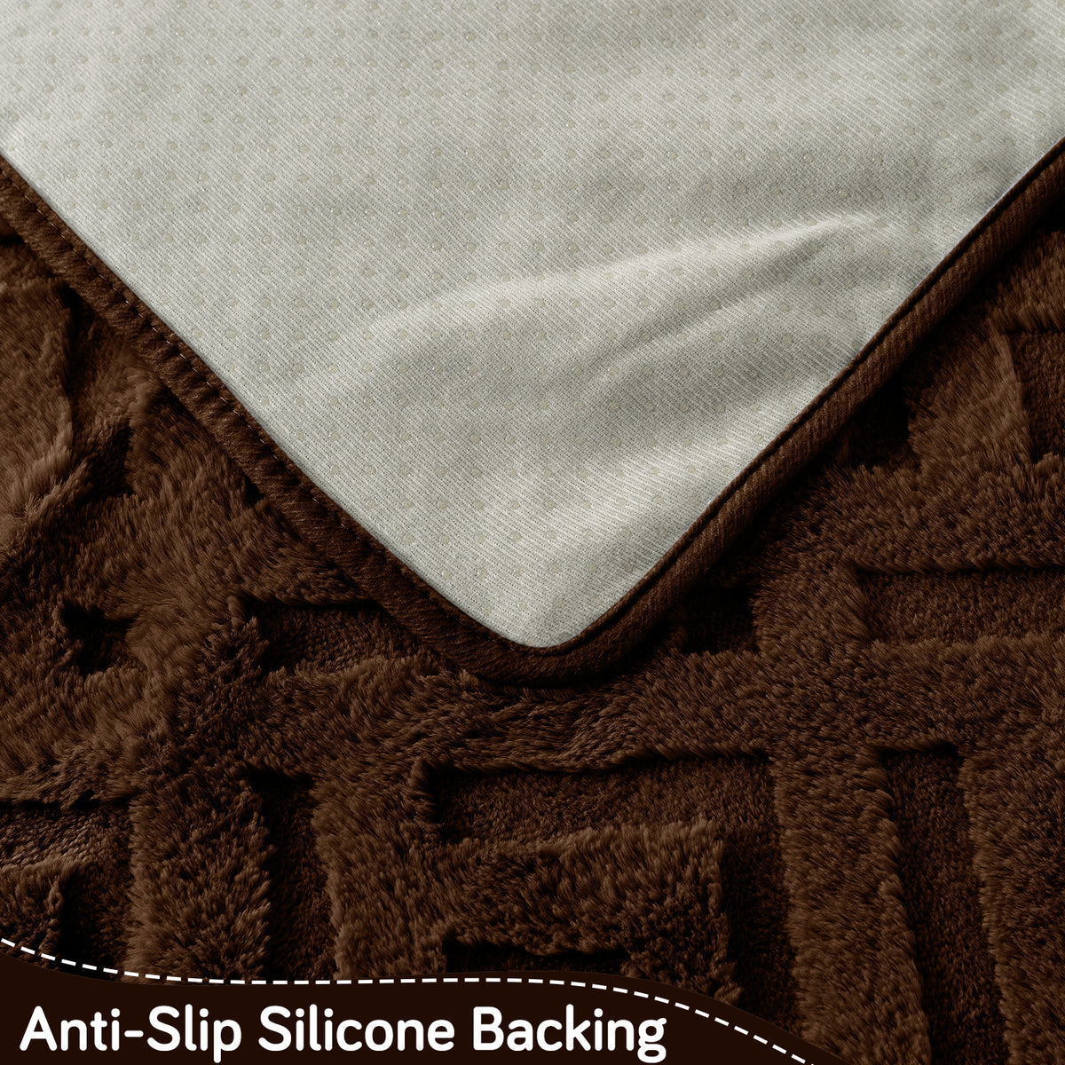 Velvet Maze Sofa Cover Mat, Dark Brown