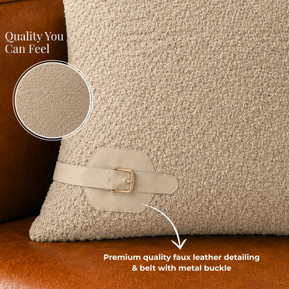 HOKIPO Boucle Cushion Cover 16x16 in for Sofa, Beige