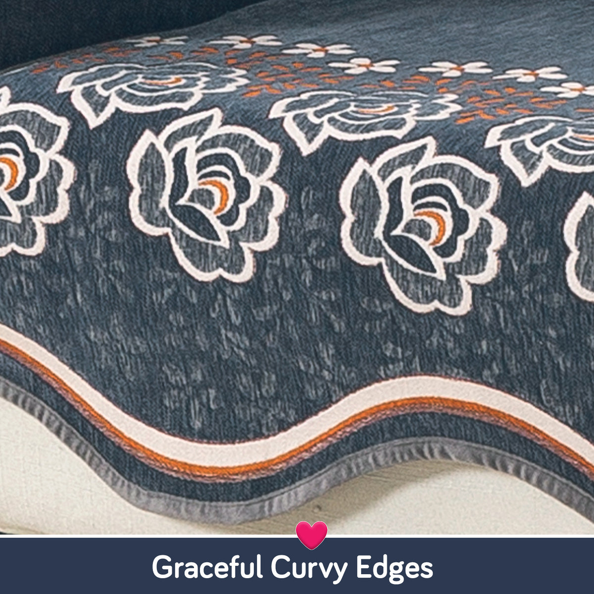 Serene Curves Sofa Cover Mat, Blossom Flower