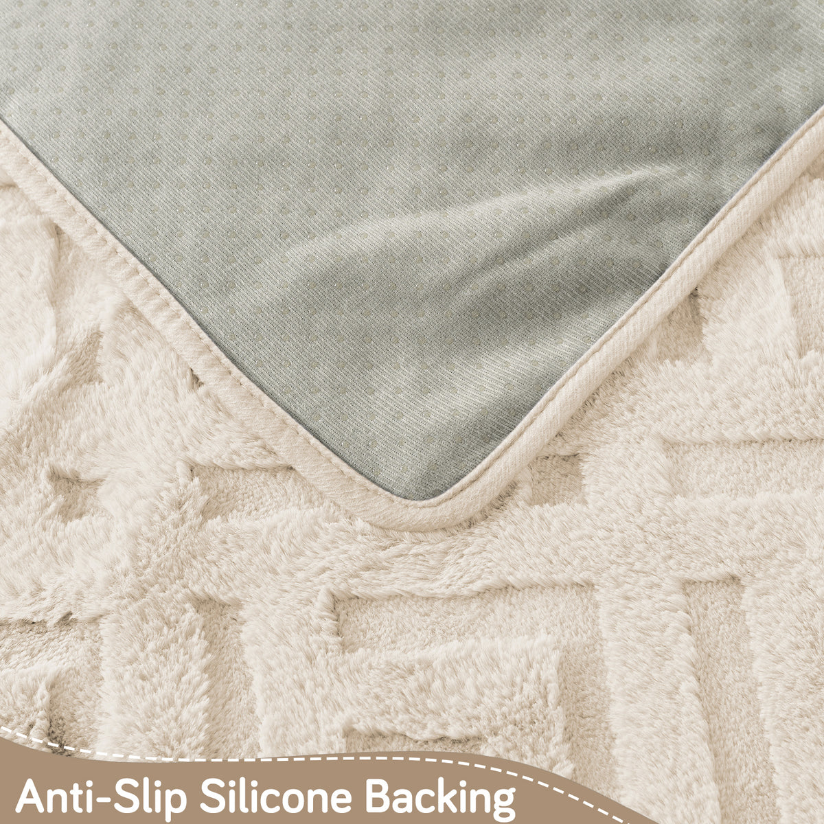 Velvet Maze Sofa Cover Mat, Beige