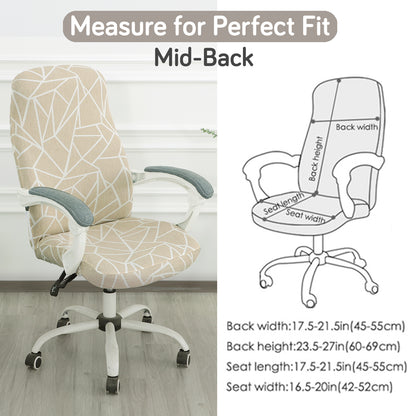 Printed Office Chair Cover for Desk Chair (Mid-Back) – 140 GSM Stretch Fabric – Washable, Durable & Anti-Slip – Fits Mid-Back Office Chairs, Beige Abstract Geometry - Medium