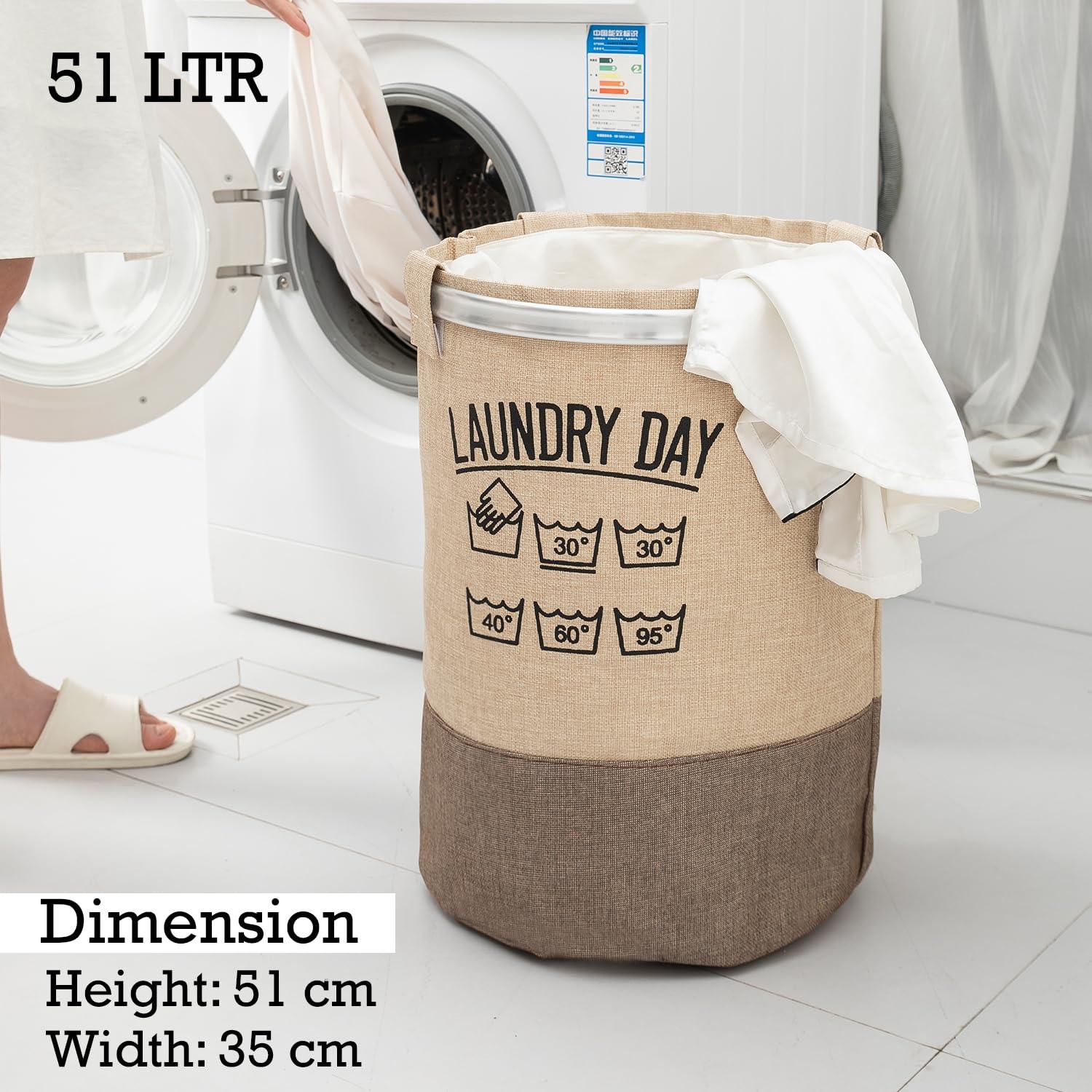 Foldable Laundry Hamper Basket Bag with Drawstring Closure