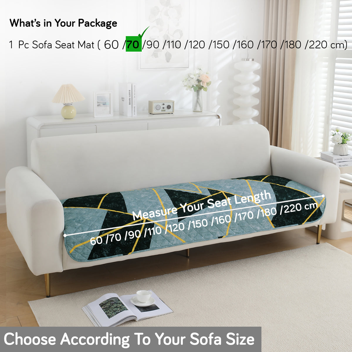 Water Repellent + Waterproof Quilted Sofa Mats, Multicolor Abstract Geometry